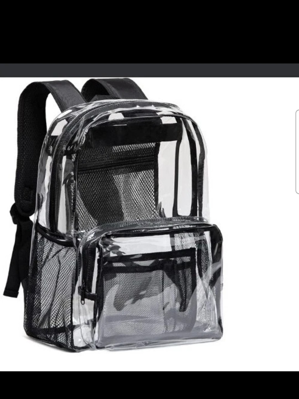 Clear Backpack with Black Trim for Men - Transparent Everyday Pack